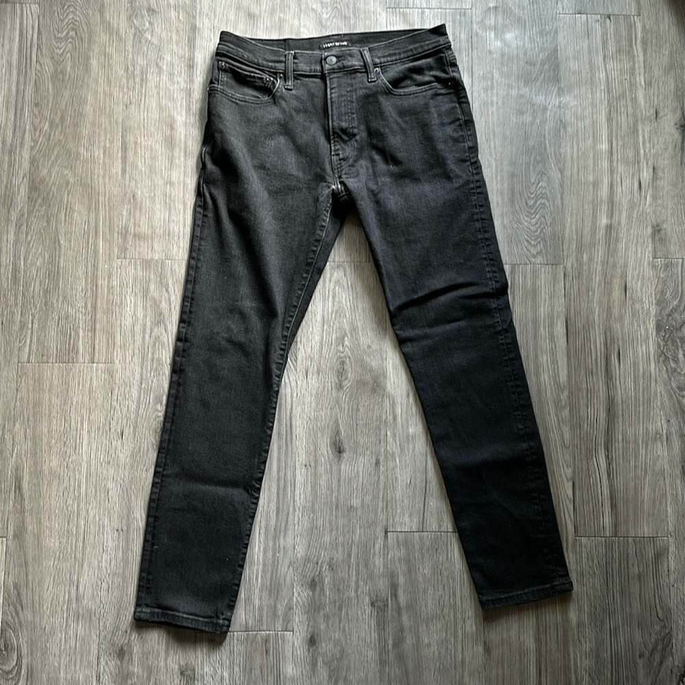 Black Lucky Brand slim taper jeans, semi-stretchy material